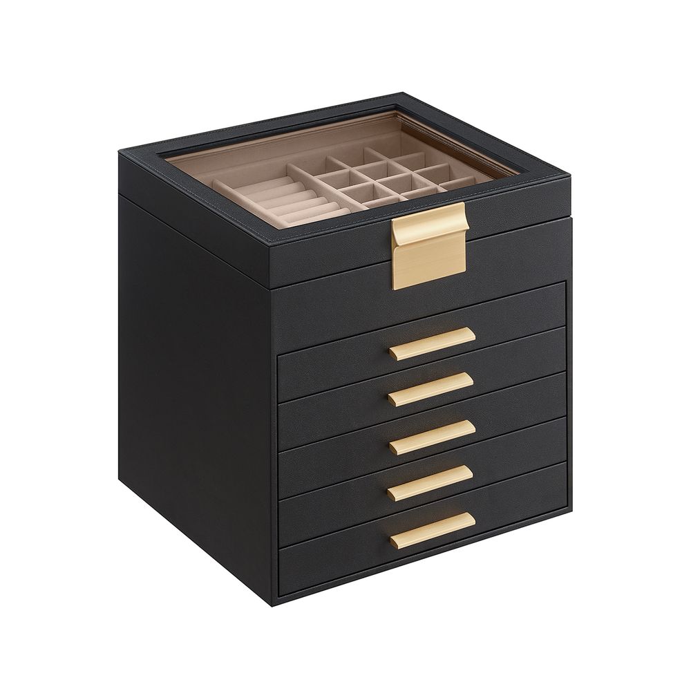 SONGMICS Jewelry Box with Glass Lid 