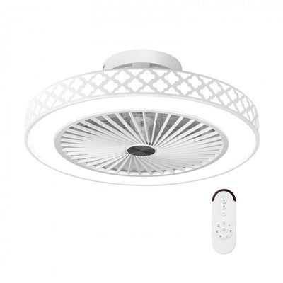 19" Low Profile LED Ceiling Fan with Remote Control, Dimmable Light & Reversible DC Motor – White
