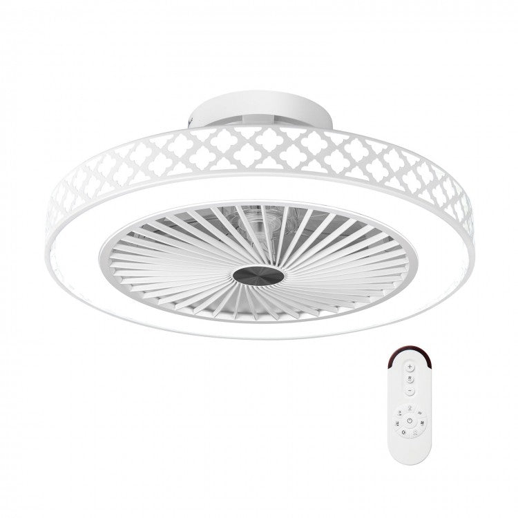 19" Low Profile LED Ceiling Fan with Remote Control, Dimmable Light & Reversible DC Motor – White