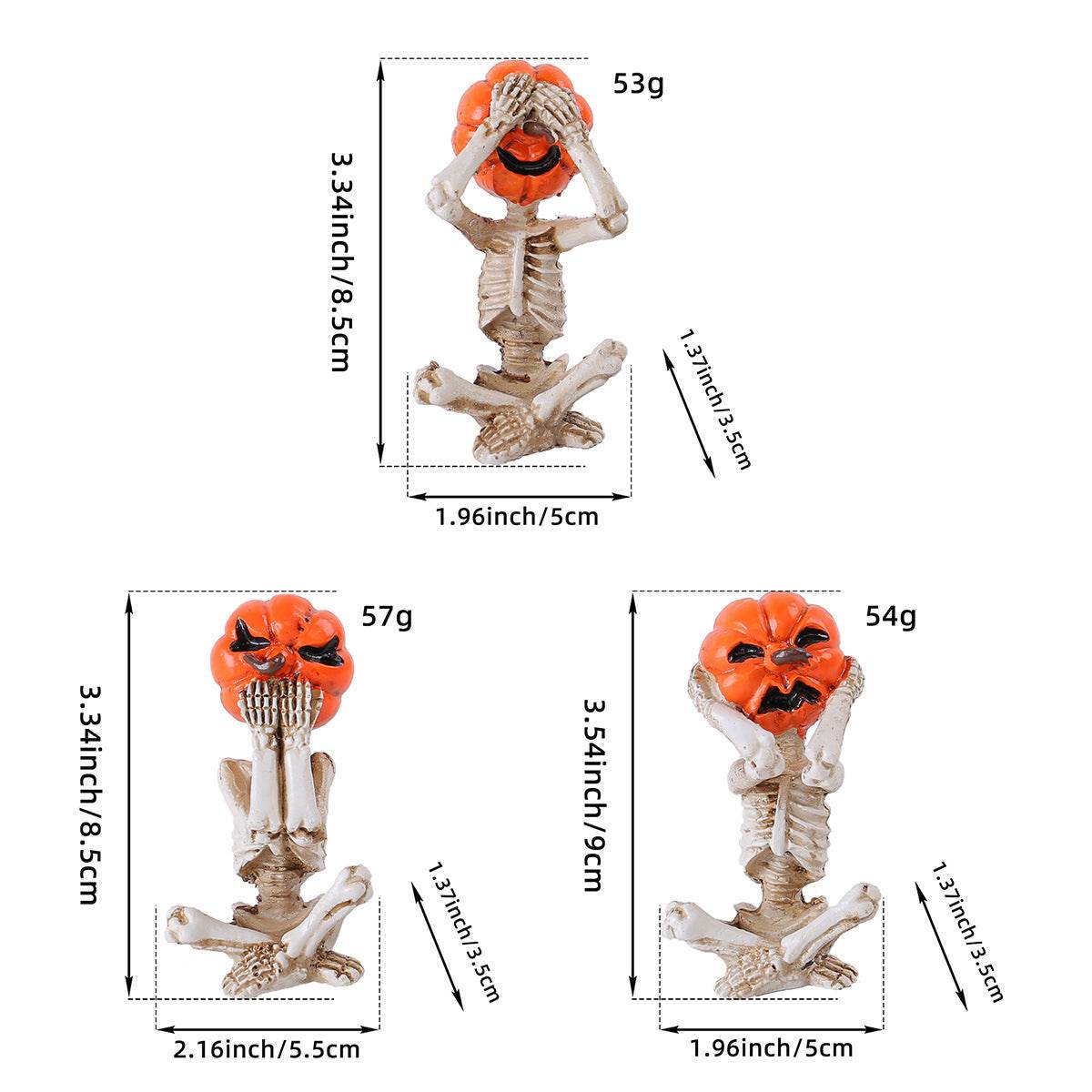 Pumpkin Head Skull Doll Ornaments Home Halloween Layout Props 