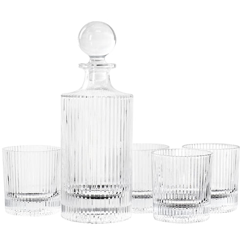 Gibson Home Acropolis 5 Piece Decanter and Double Old Fashioned Glasses Set - Free Shipping