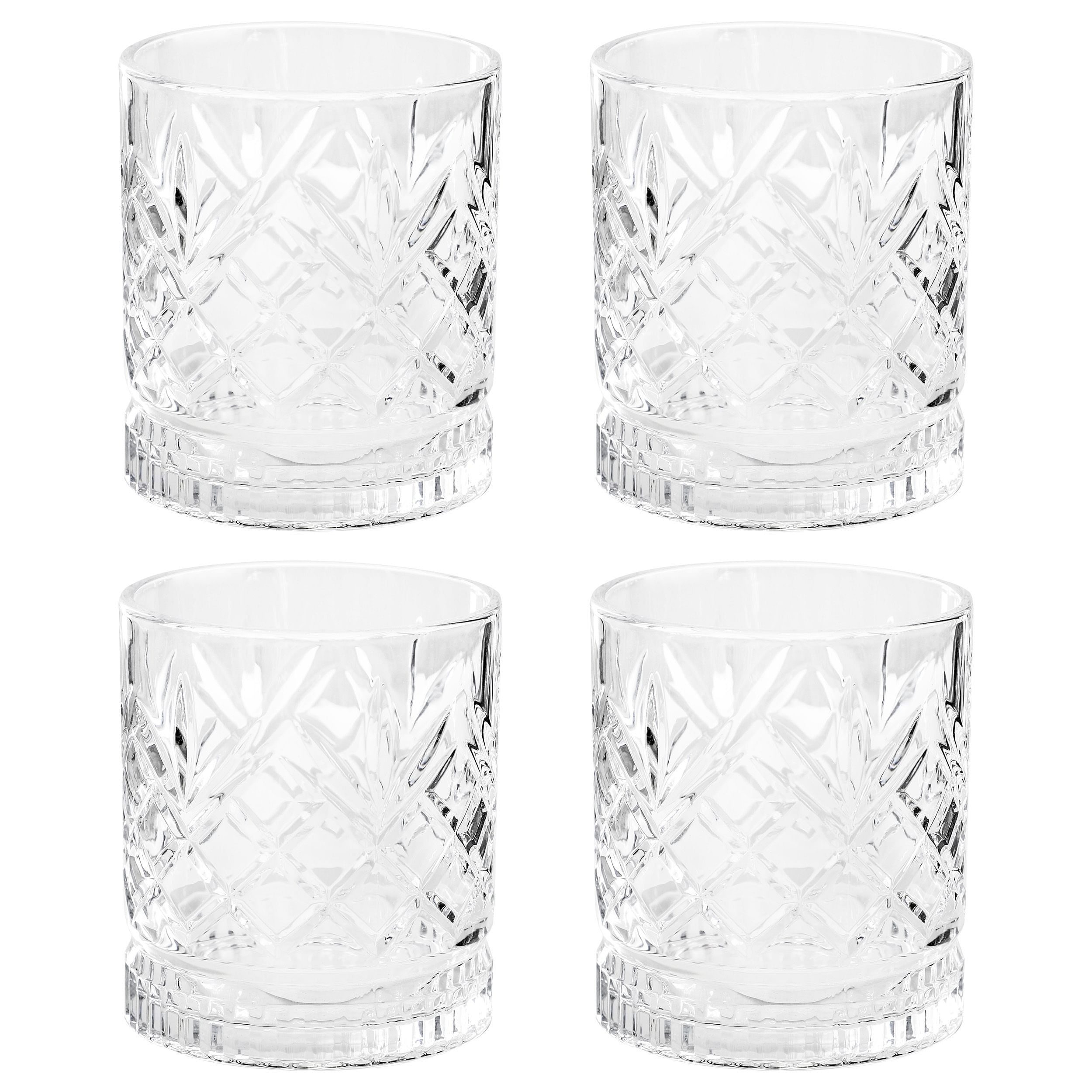 Gibson Home 4 Piece 13 Ounce Diamond Embossed Double Old Fashioned Glassware Set - Free Shipping