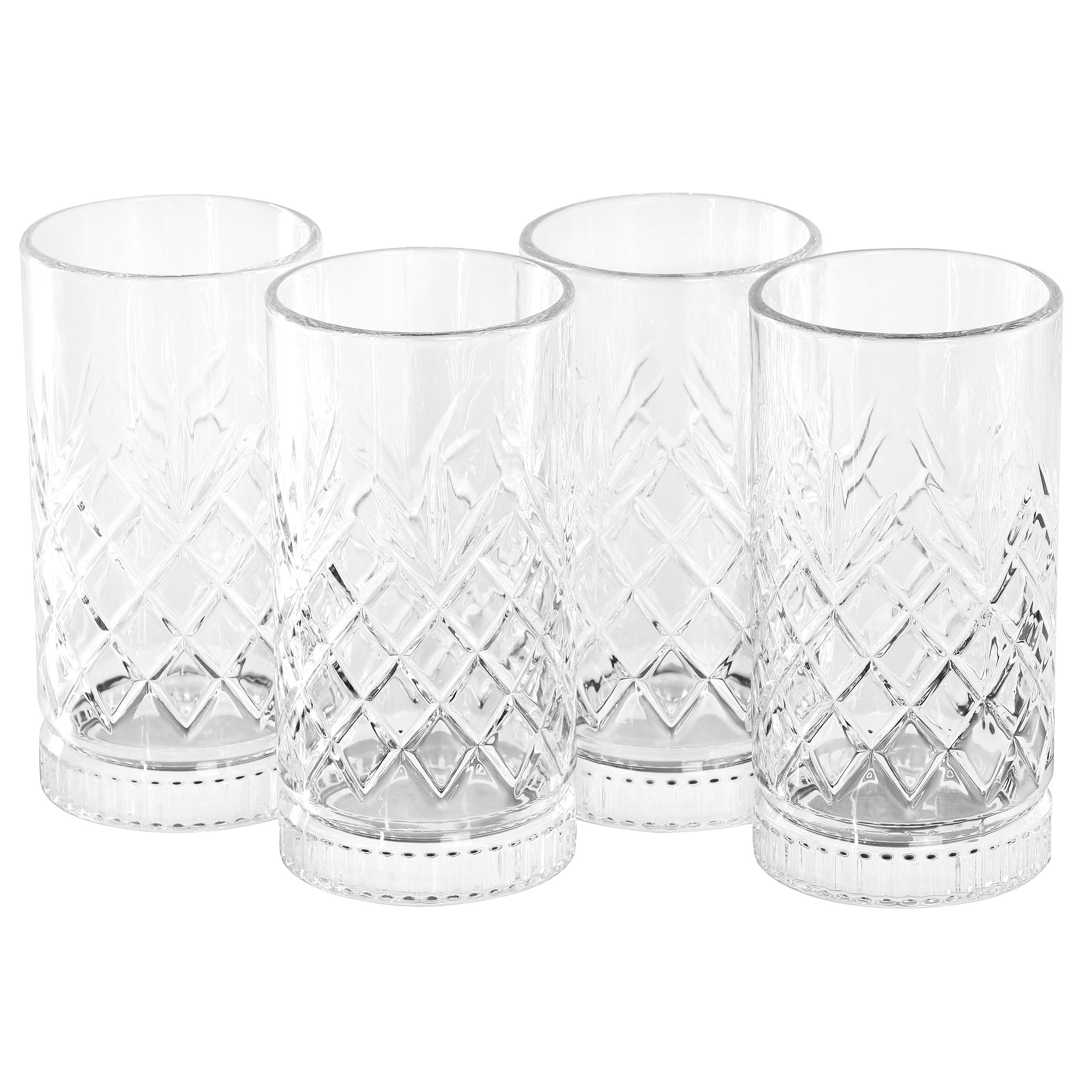 Gibson Home 4 Piece 16 Ounce Diamond Embossed Glass Tumbler Set - Free Shipping