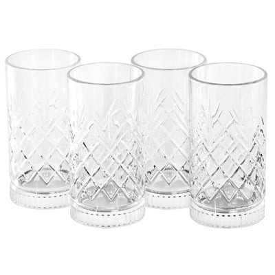 Gibson Home 4 Piece 16 Ounce Diamond Embossed Glass Tumbler Set - Free Shipping 