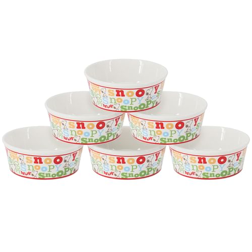 Peanuts Classic Snoopy 6 Piece 5 Inch Stoneware Pet Bowl Set - Free Shipping 