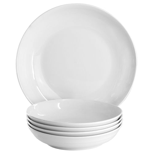 Gibson Home Great Essentials 5 Piece Fine Ceramic Serving Bowl and Pasta Bowl Set in White - Free Shipping 