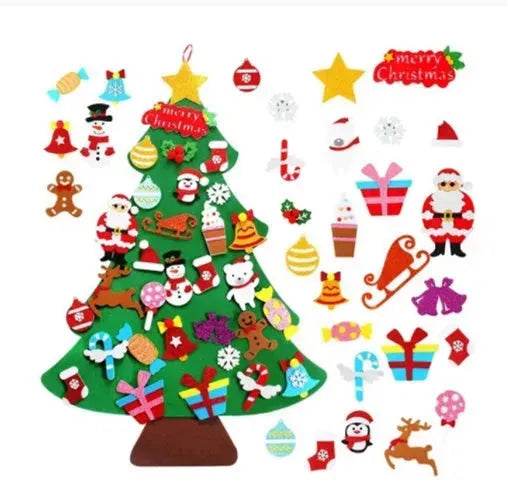 DIY Felt Christmas Tree New Year Toddler Kids Handmade Gift Toys Door Wall Hanging Ornaments Holiday Party Home Decor Set 