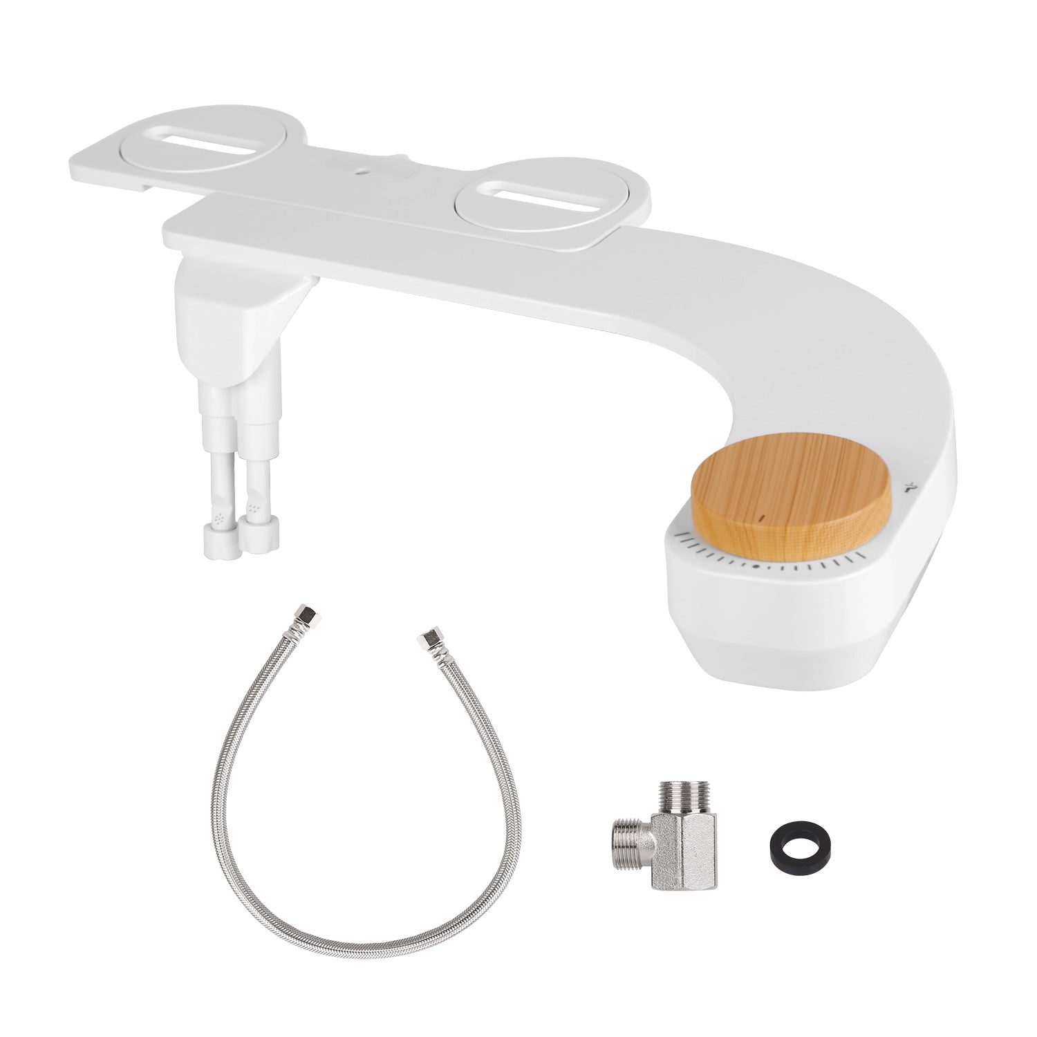 Bidet Attachment Non-Electric Fresh Water Bidet Sprayer Toilet Seat Attachment with Dual Nozzles Water Flow Control 