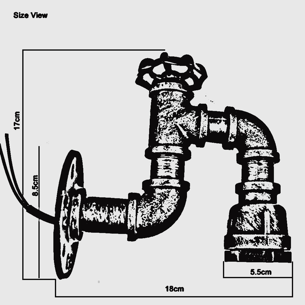 Modern Water-Pipe Wall Sconce Lamp in Black~1586