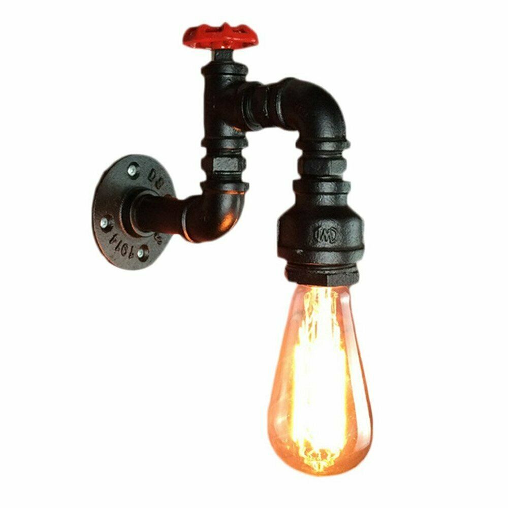 Single-head Rustic Red Water Pipe Steampunk Wall Lamp ~1583