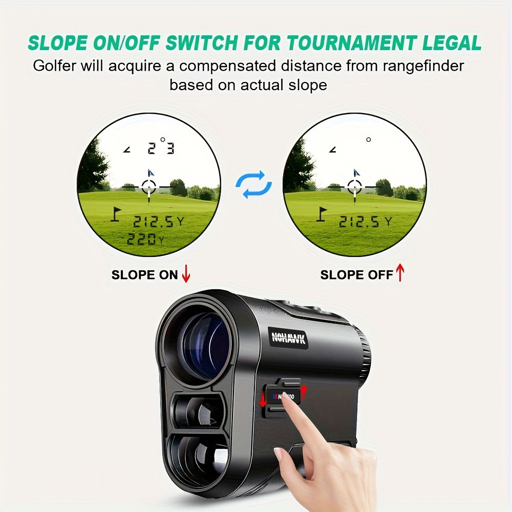 Nohawk 600m/2000ft Golf Range Finder – USB Rechargeable with Angle Switch, Slope Compensation, Flag Locking, 6X Magnification – Durable Black and Red Plastic Case, Modern Golf Accessory 