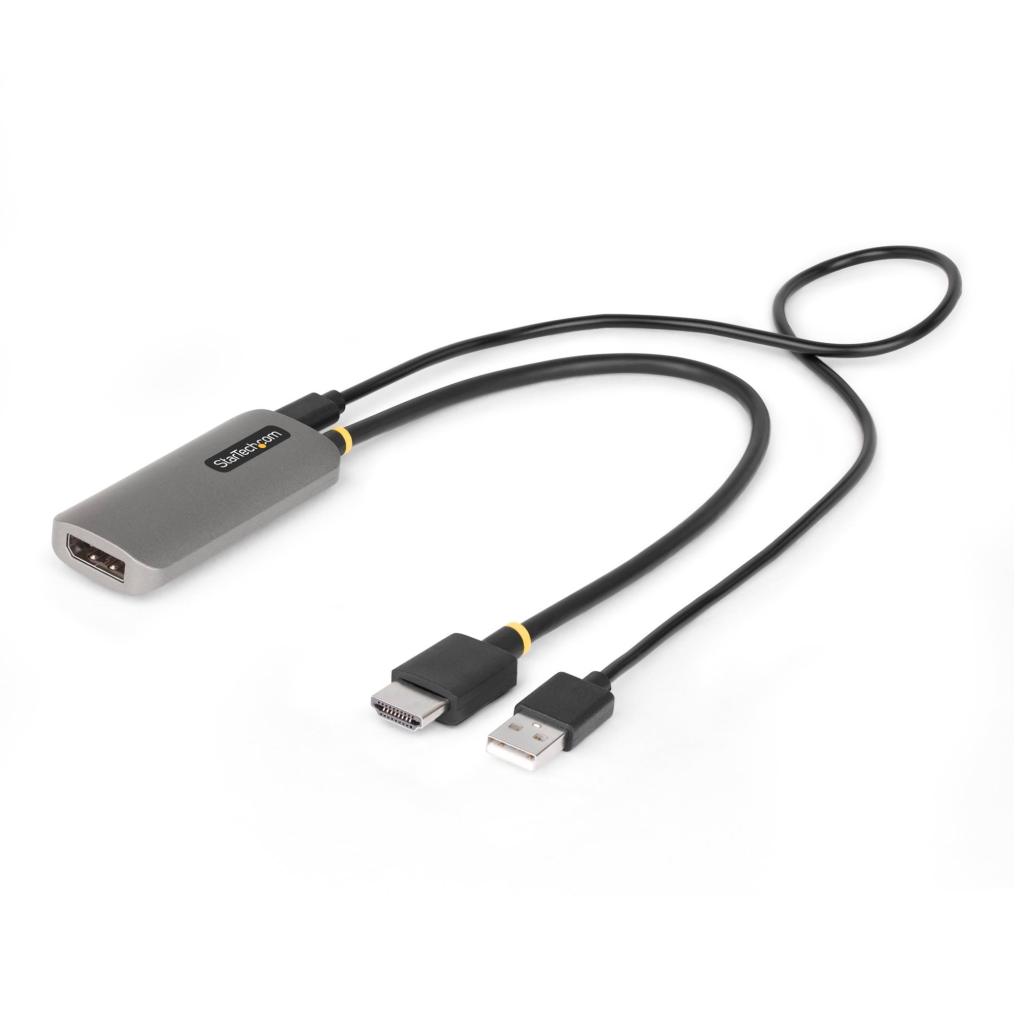 1ft (30cm) HDMI to DisplayPort Adapter Cable, 8K 60Hz, Active HDMI 2.1 to DP 1.4 Video Converter, USB Bus Powered with Included Cable 