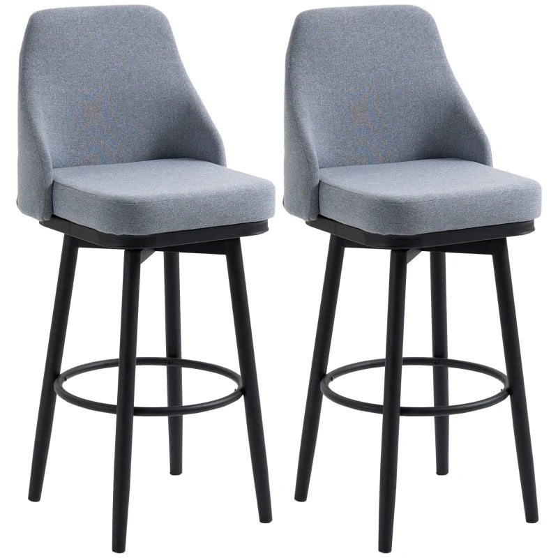 Extra Tall Bar Stools Set of 2, Modern 360° Swivel Barstools, Dining Room Chairs with Steel Legs Footrest, Light Grey
