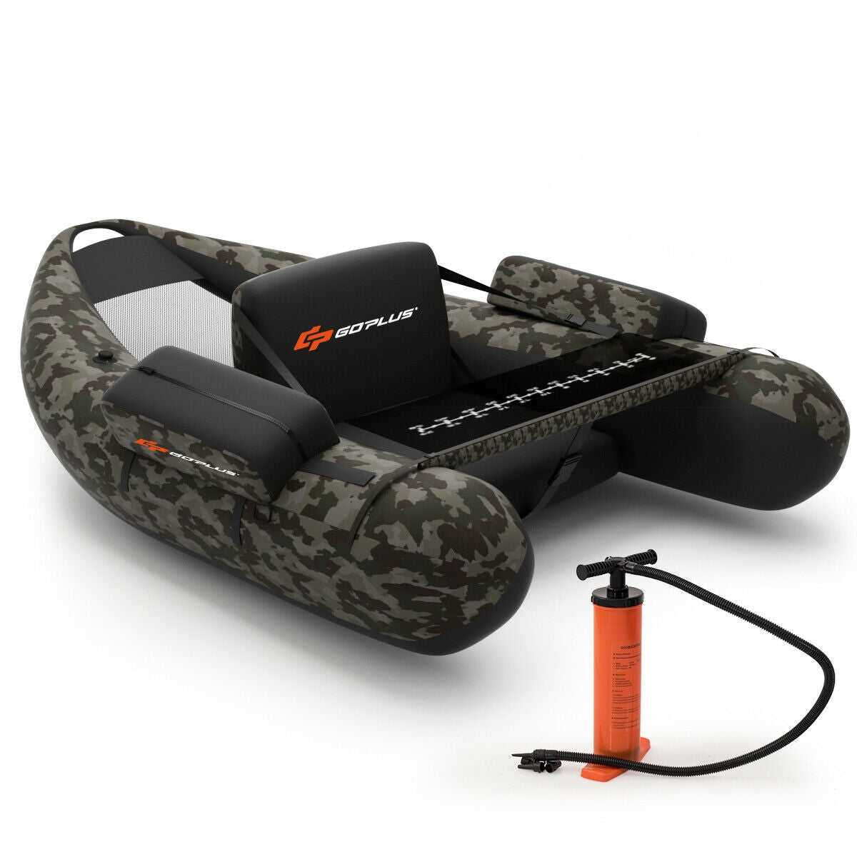 Inflatable Fishing Float Tube with Pump Storage Pockets and Fish Ruler-CamouflageÂ 