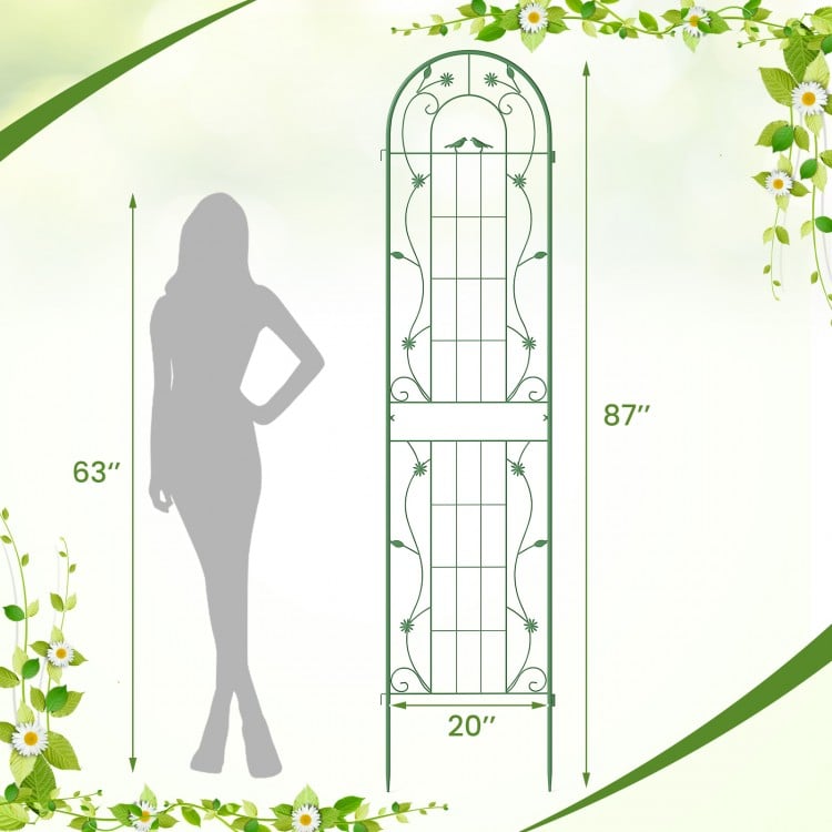 2 Pack 86.5 x 20 Inches Metal Garden Trellis for Climbing Plants-Green