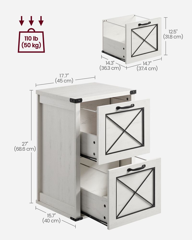 VASAGLE File Cabinet with 2 File Drawers, Fit A4 