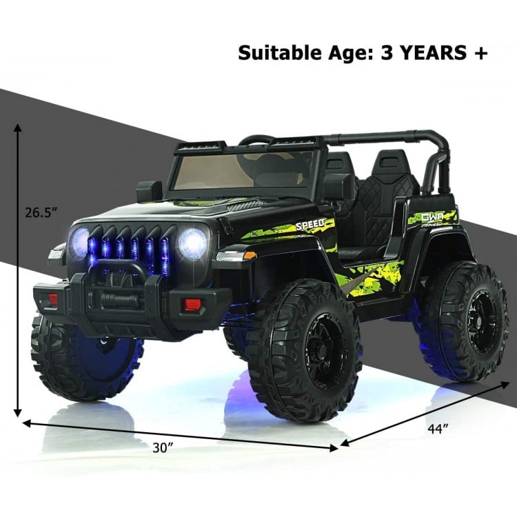 12V Kids Ride-on Jeep Car with 2.4 G Remote Control-Black & Green