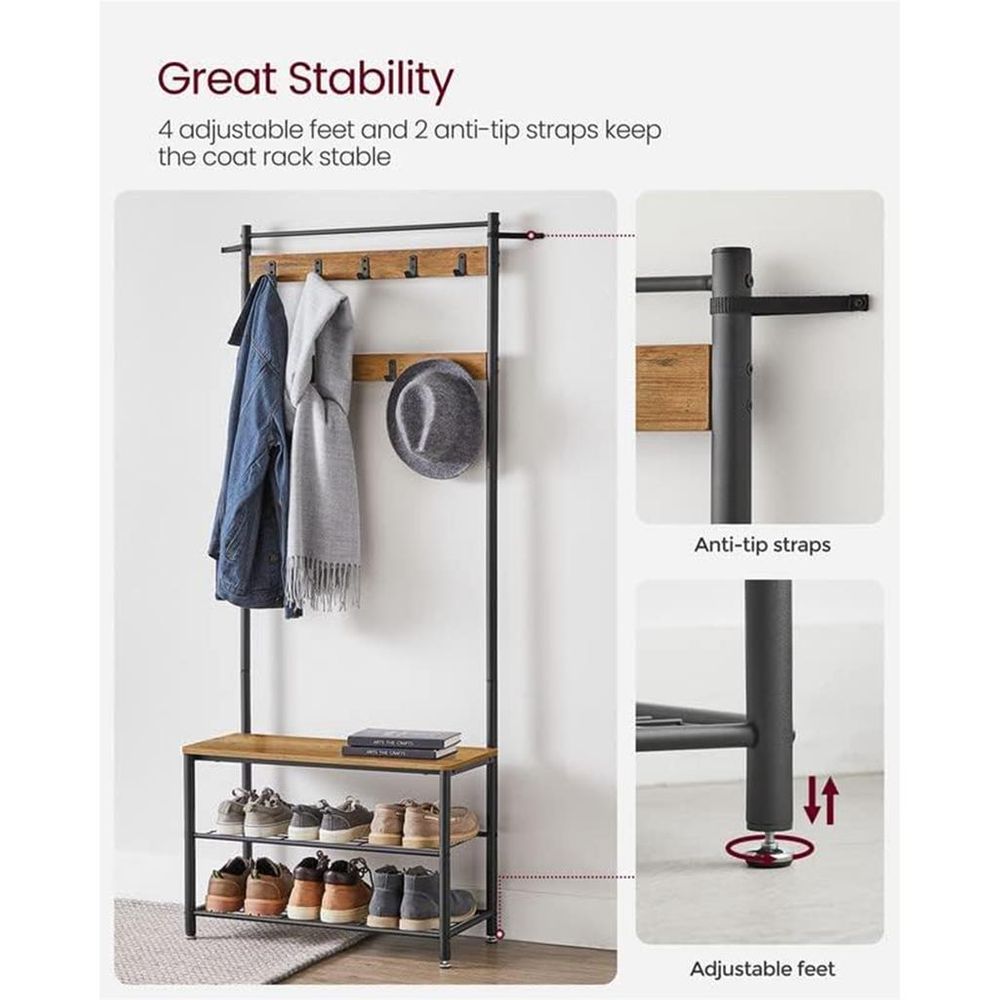 VASAGLE Coat Rack with Shoe Storage Bench 