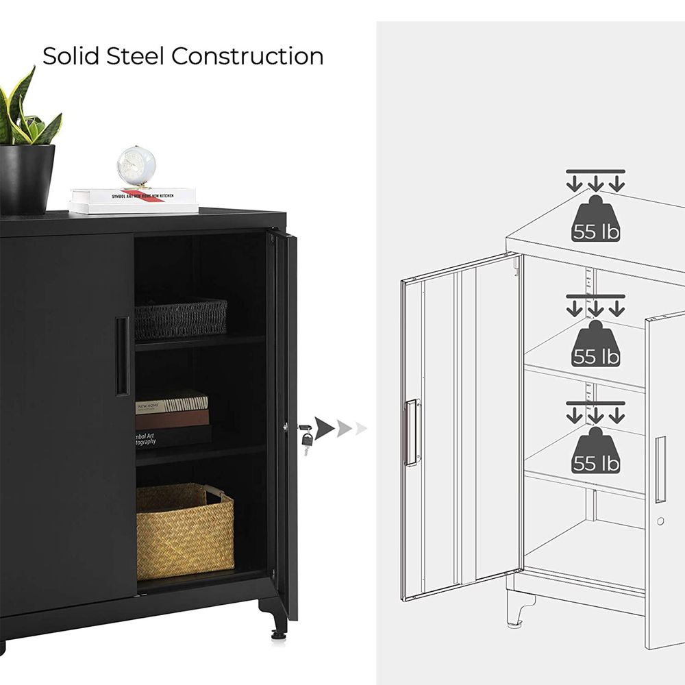 SONGMICS Metal Storage Cabinet with Doors and Shelves 