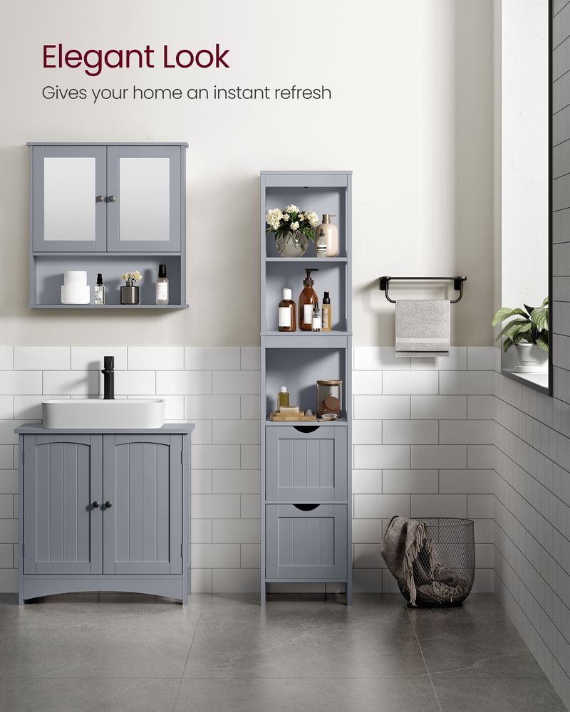 VASAGLE Bathroom Floor Cabinet with 2 Removable Drawers 