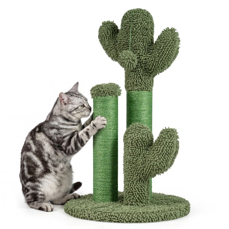 22 Inch Cactus Cat Scratching Post with Natural Sisal Rope-Green