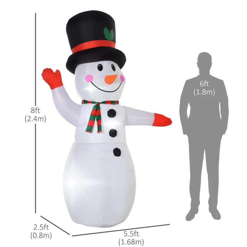 HOMCOM 4FT Inflatable Christmas Snowmen Family, LED Lighted Holiday Blow Up Decoration for Indoor & Outdoor Display 