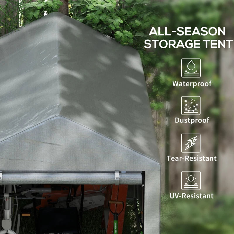 4 x 6ft Outdoor Storage Shed Tent, Portable Shed with Roll-up Door for Motorcycle, Bike, Garden Tools
