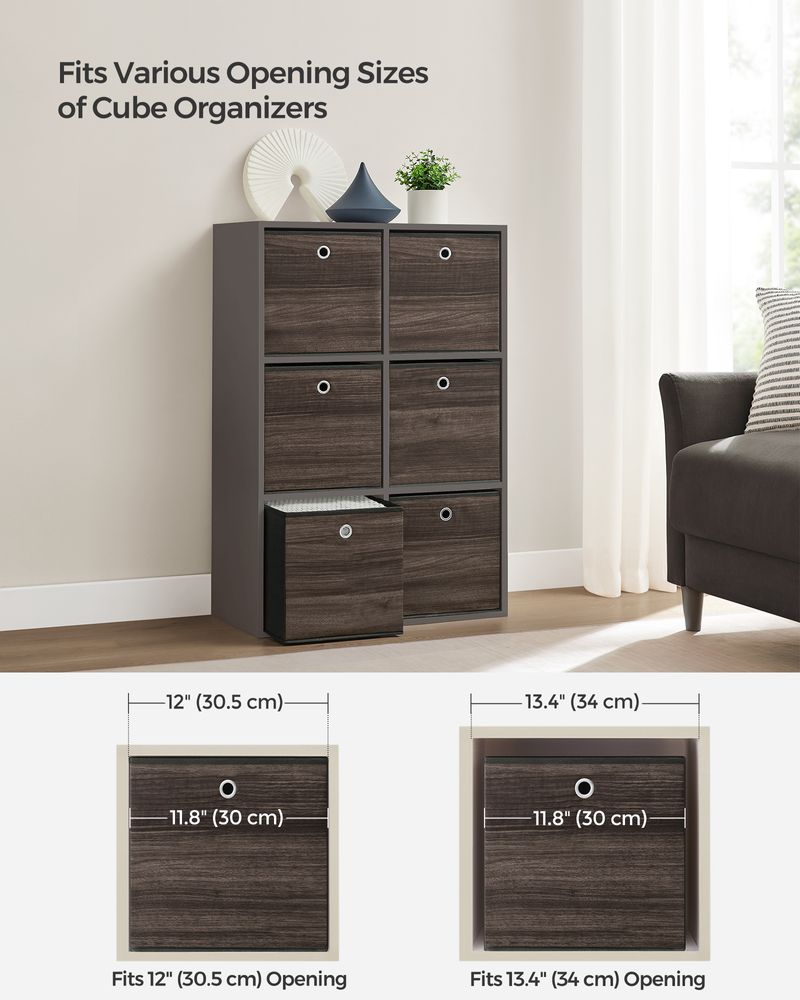 SONGMICS Set of 6 Storage Cubes 11.8 x 11.8 x 11.8 Inches Chestnut Brown 