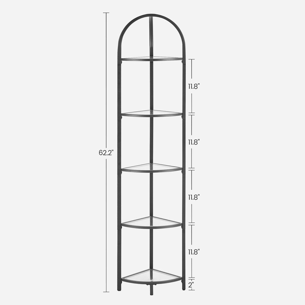 VASAGLE 5-Tier Glass Corner Storage Shelf 