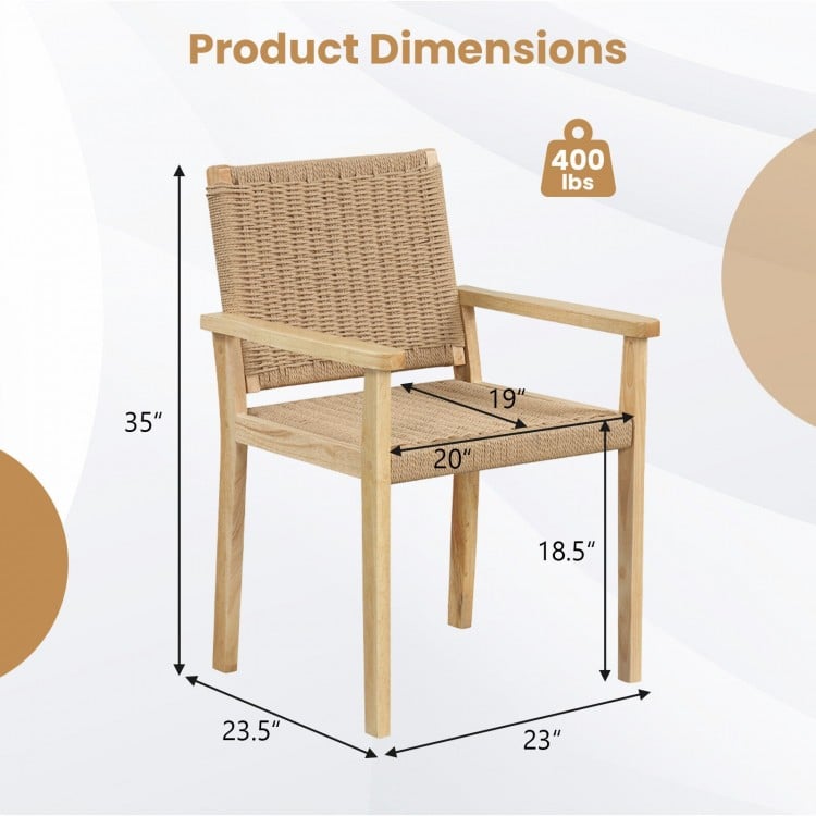 Indoor Outdoor Wood Chair Set of 2-Natural