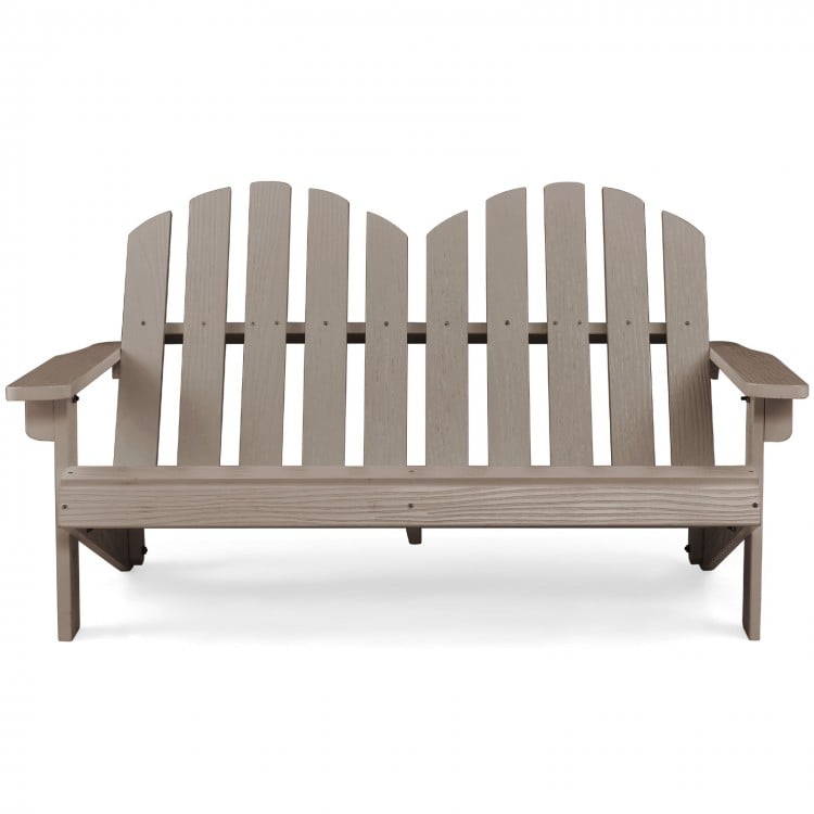 2 Person Fir Wood Adirondack Chair with High Backrest-Gray