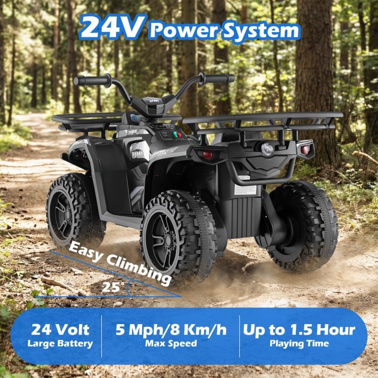 24V Electric Ride On Quad with LED Headlights-Black