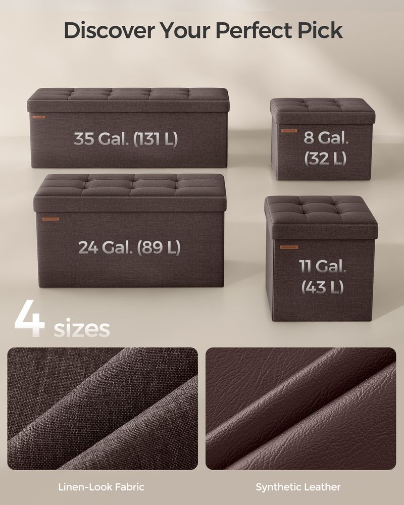 SONGMICS MAZIE Collection 43'' Folding Storage Ottoman Bench 