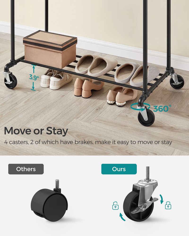 SONGMICS 39.4 Inch Clothing Rack with Storage Shelf 