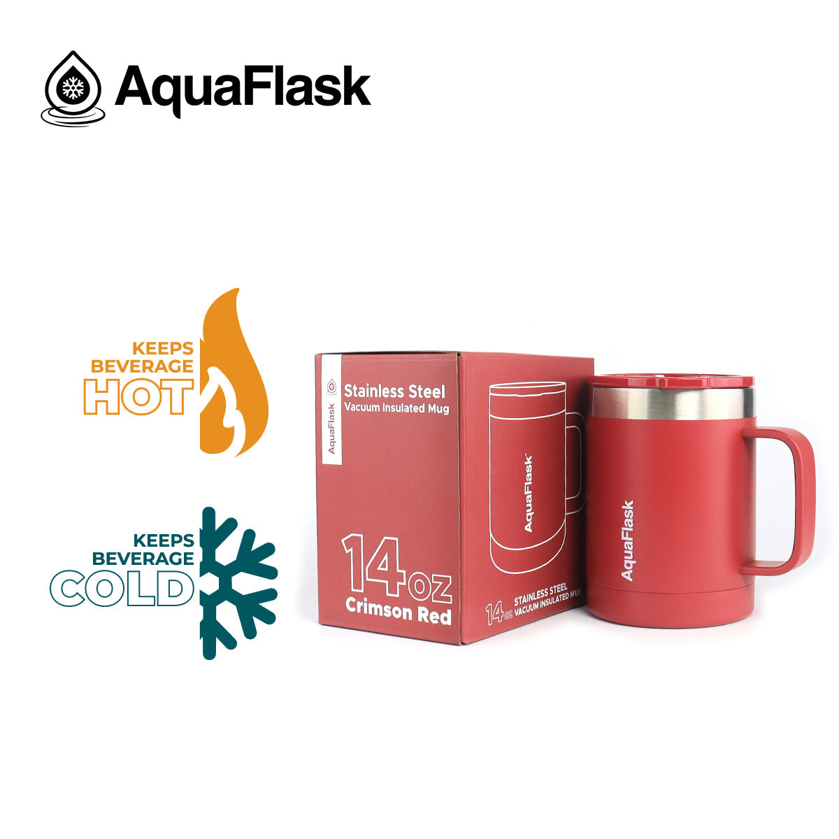 Aquaflask Thermal Insulated Lidded Mug With Handle 415ml (14 oz) 