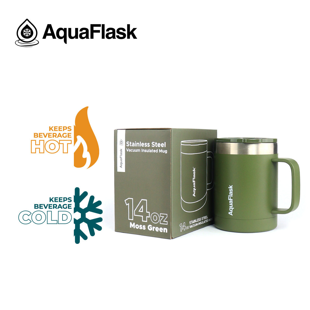 Aquaflask Thermal Insulated Lidded Mug With Handle 415ml (14 oz) 