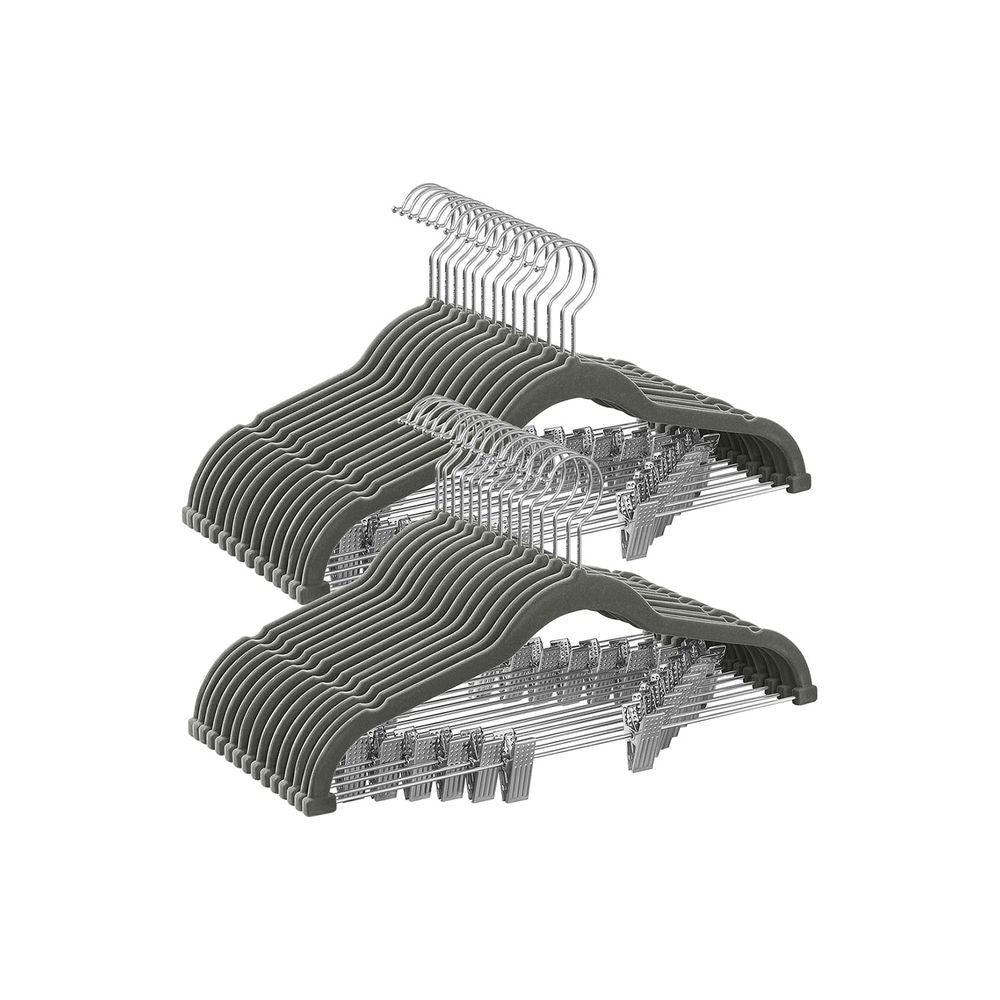 SONGMICS Velvet Pants Hangers with Adjustable Clips 