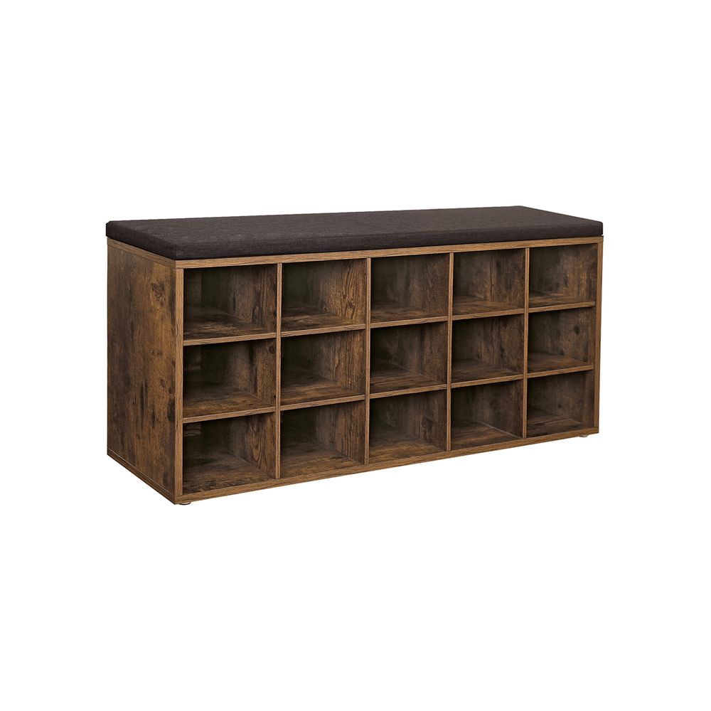VASAGLE Shoe Bench with Cushion,15 Compartments 
