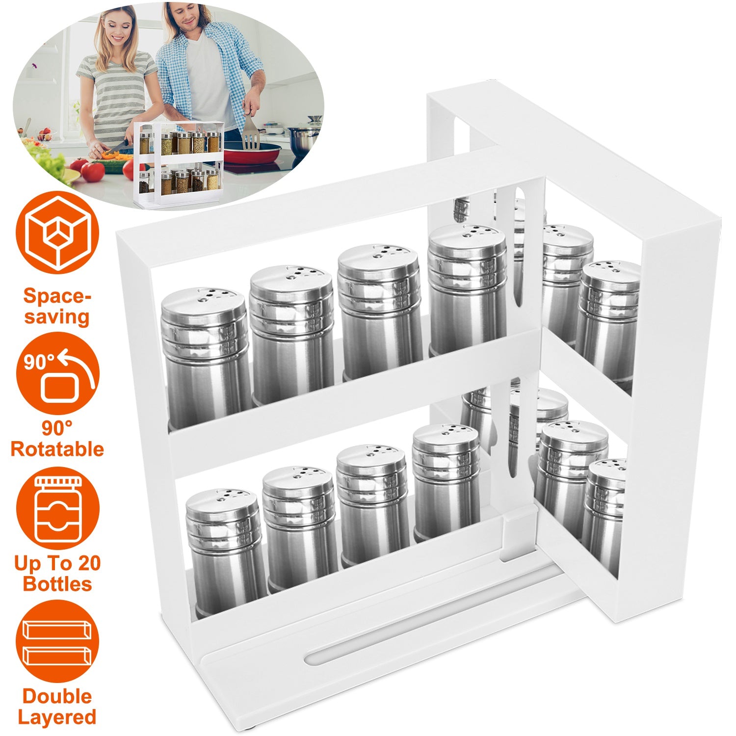 Swivel Cabinet Organizer Revolving Kitchen Rack Spice Organizer for Cabinet Condiment Holder Shelf