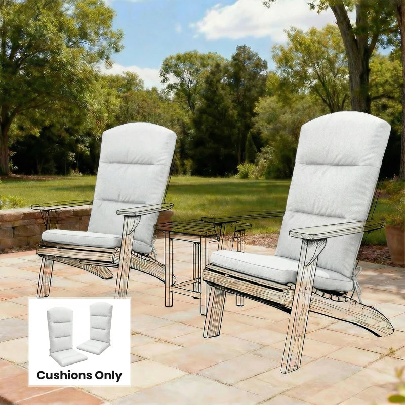 Patio Chair Cushion for Adirondack Chairs Replacement Cushion with Back and Ties, Light Grey