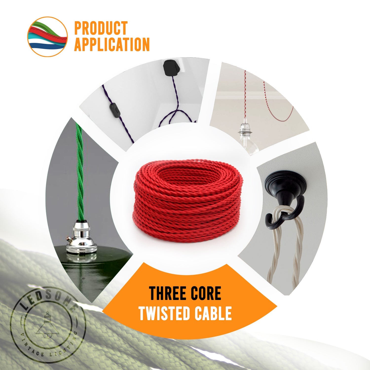 Electric Cable 3 Core Twisted Hemp Rope~2106