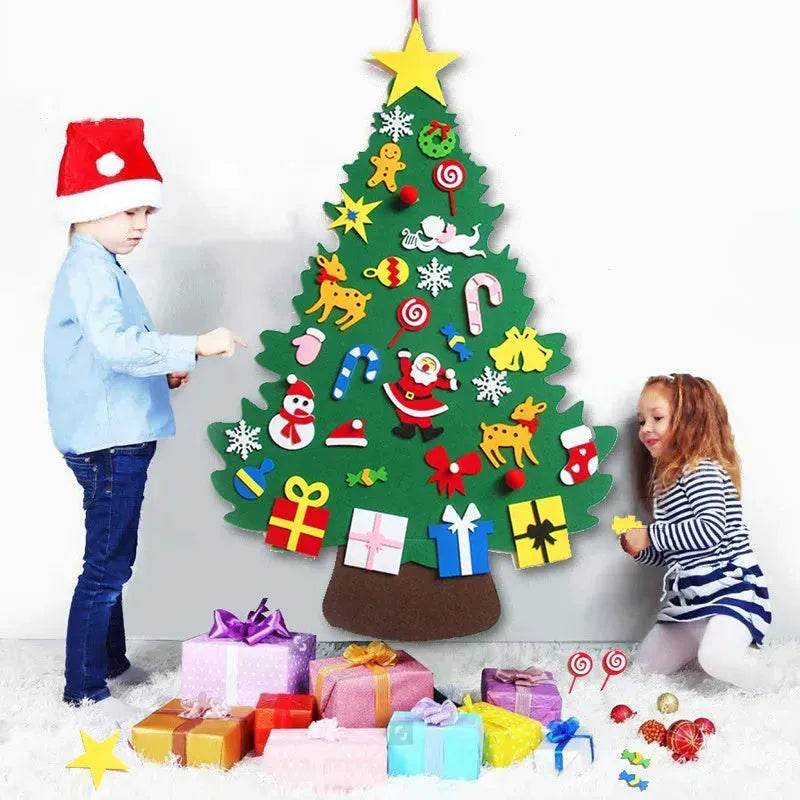 DIY Felt Christmas Tree New Year Toddler Kids Handmade Gift Toys Door Wall Hanging Ornaments Holiday Party Home Decor Set 