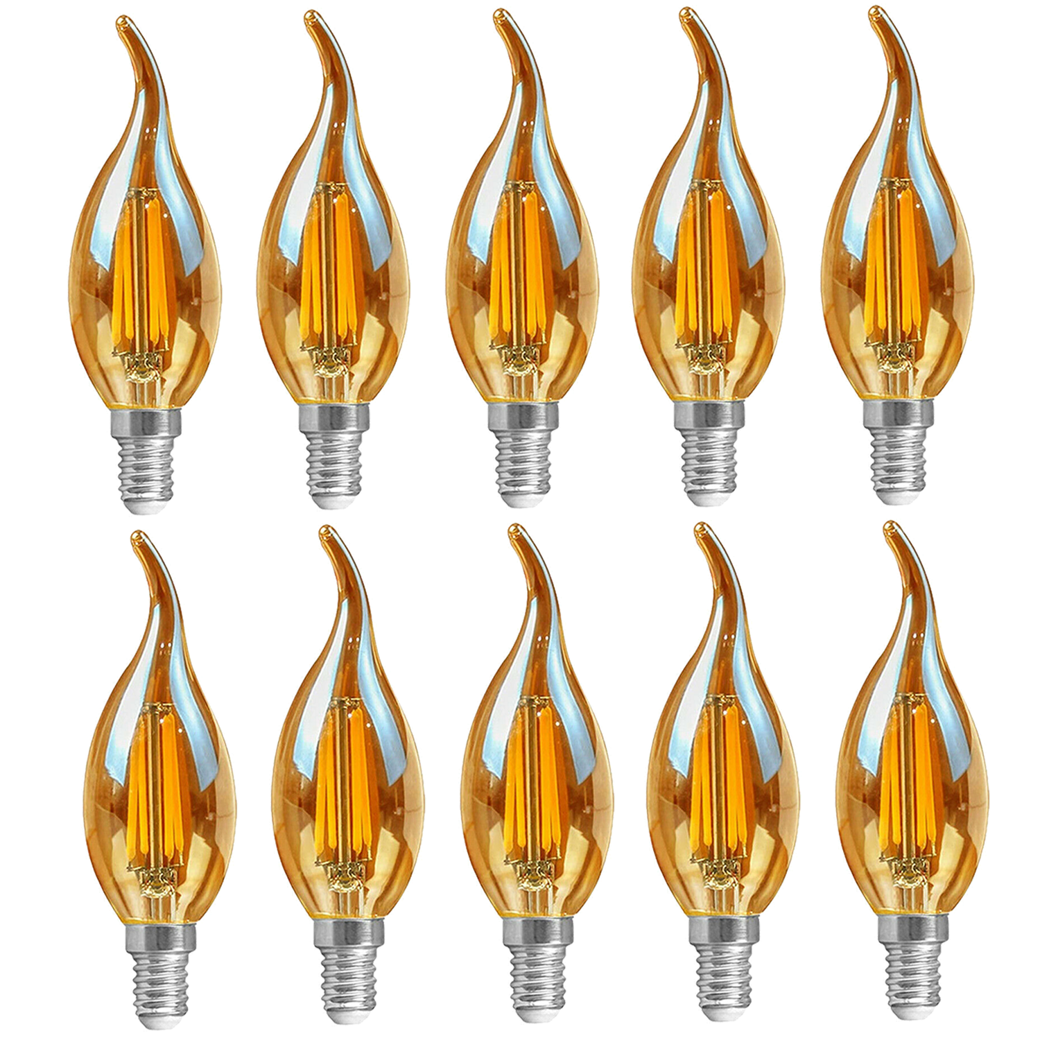 E12 4W C35 LED Candelabra Bulbs 2200K Warm White Dimmable LED Filament Bulb~1041