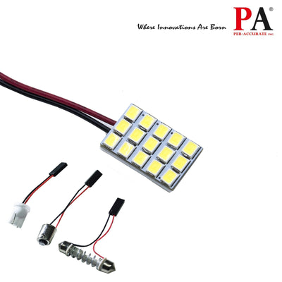 HYUGA LED Panel Board Lamps 15SMD 2835 12V 5W T10 168 194 Ba9s Festoon 28mm to 42mm for Interior, Reading, Dome, Map, Trunk, License Plate Lights (White, pack of 2) 