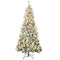HOMCOM 7.5ft Artificial Prelit Christmas Tree with Warm White LED Light, Snow Flocked Branches, Metal Base, Xmas Tree