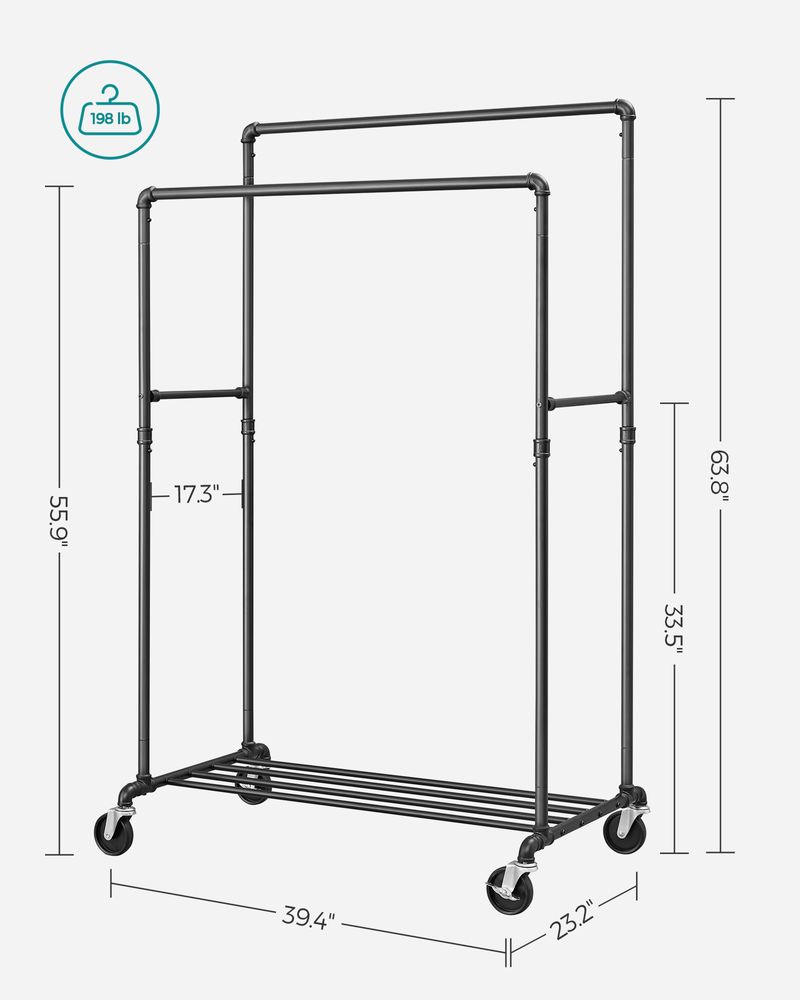 SONGMICS 39.4 Inch Clothing Rack with Storage Shelf 