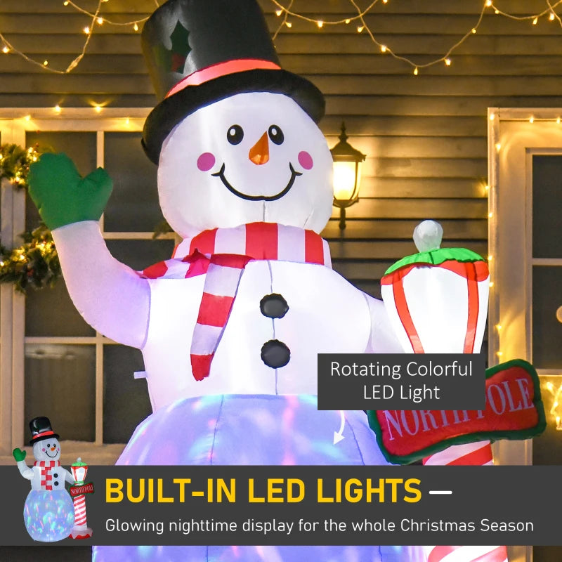 HOMCOM 7.9FT Inflatable Christmas Snowman Decoration, LED Lighted Blow Up for Indoor & Outdoor Holiday Yard Display 