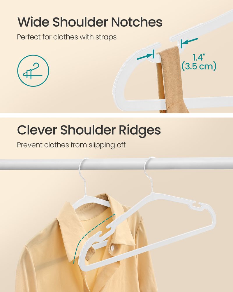 SONGMICS Heavy-Duty Plastic Clothes Hangers 50 Pack 