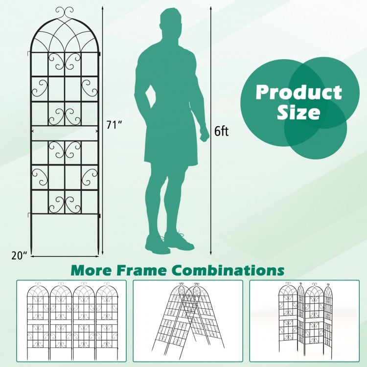 2/4 Pack 71 x 20 Inch Metal Garden Trellis for Climbing Plants-Set of 2