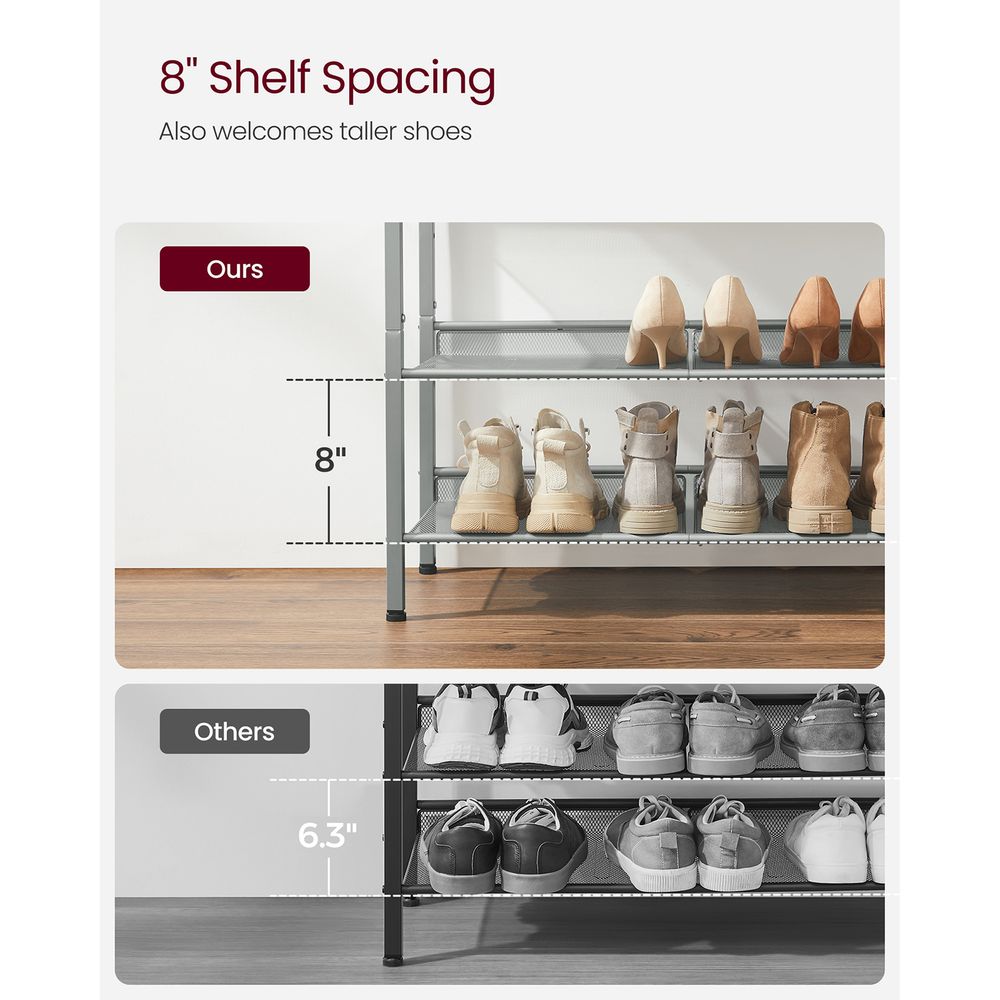 VASAGLE 5-Tier Shoe Rack with Storage Shelves and Spacious Top 